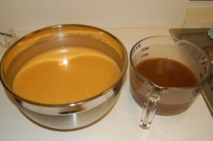 Mother batter (left) and spiced batter (right)