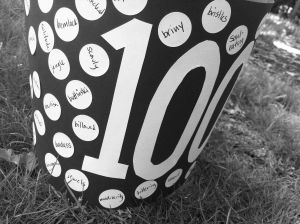 100 blog entries, 100 favorite words hat by Andrea Badgley at andreabadgley.com