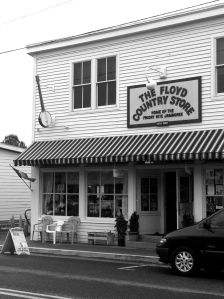 Floyd Country Store banjo sign black and white photograph on andreabadgley.com