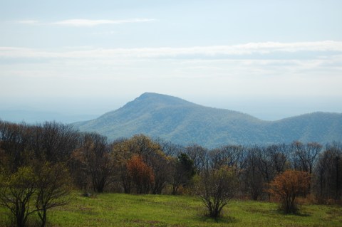 View of Old Rag Mountain from overlook on Skyline Drive in Shenandoah National ParK on andreabadgley.com