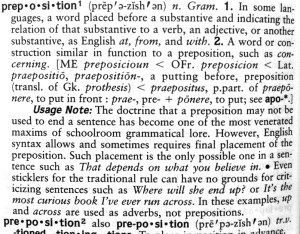 Preposition dictionary entry, American Heritage College Dictionary, Third Edition on andreabadgley.com