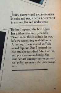Annie Leibovitz commentary on Linda Ronstadt's sixty-dollar underwear, 1977 Tenth Anniversary issue (#254) Rolling Stone magazine on andreabadgley.com