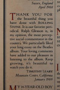Letter from Timothy Leary to Rolling Stone magazine on andreabadgley.com