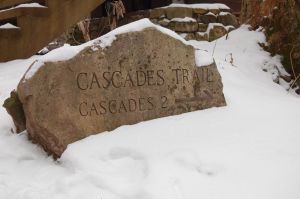 Cascades trail sign in snow. January 2014 on andreabadgley.com