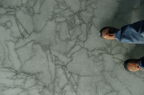 Photograph: walking on ice on frozen Pandapas Pond, Blacksburg, VA February 2014 by Andrea Badgley on Butterfly Mind