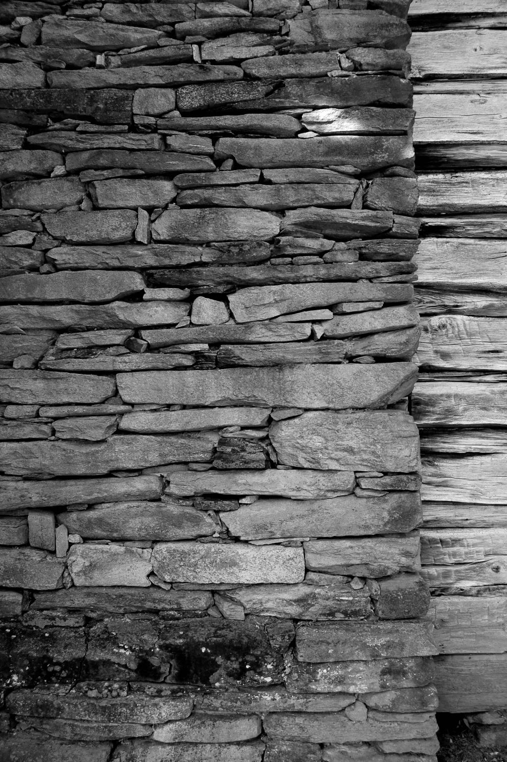 Chimney on Mabry Mill cabin, black and white photograph by Andrea Badgley