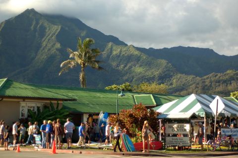 near Quicksilver surf shop in Hanalei, HI