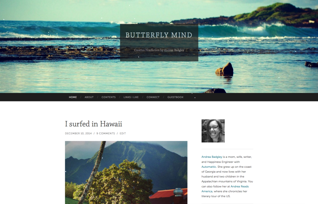 Butterfly Mind site using Hemingway Rewritten theme