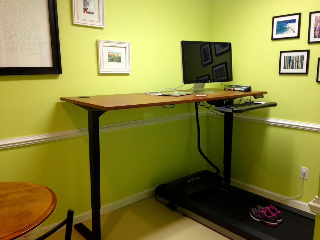 Home office with treadmill desk