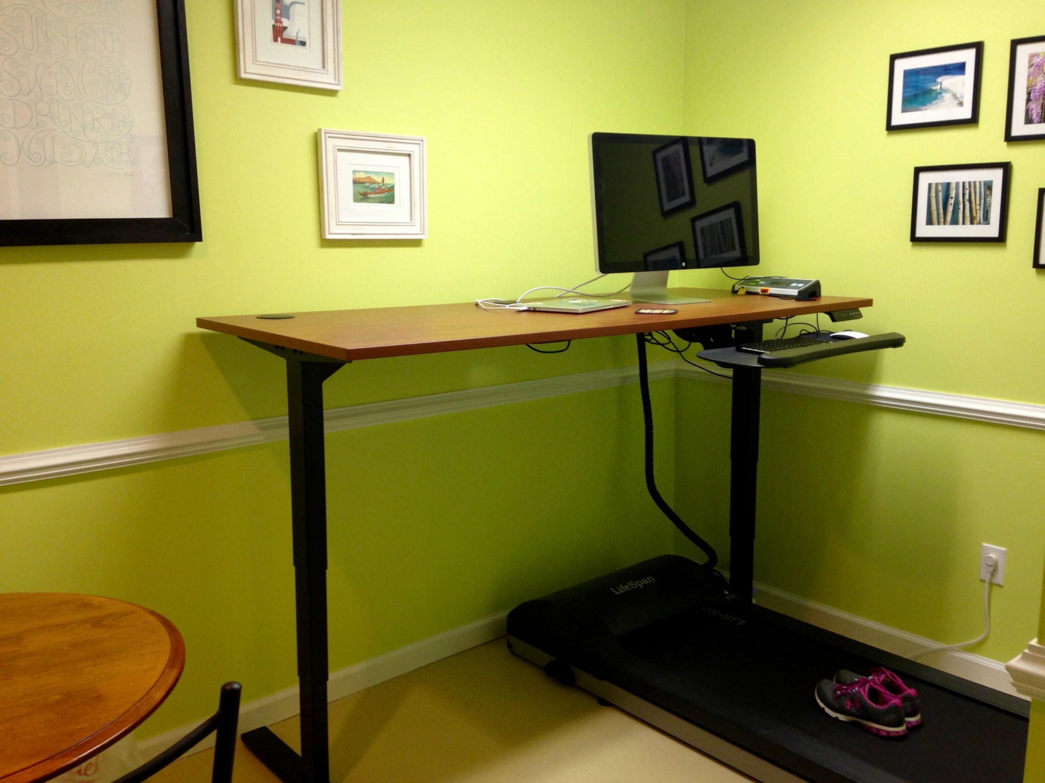 Home office with treadmill desk
