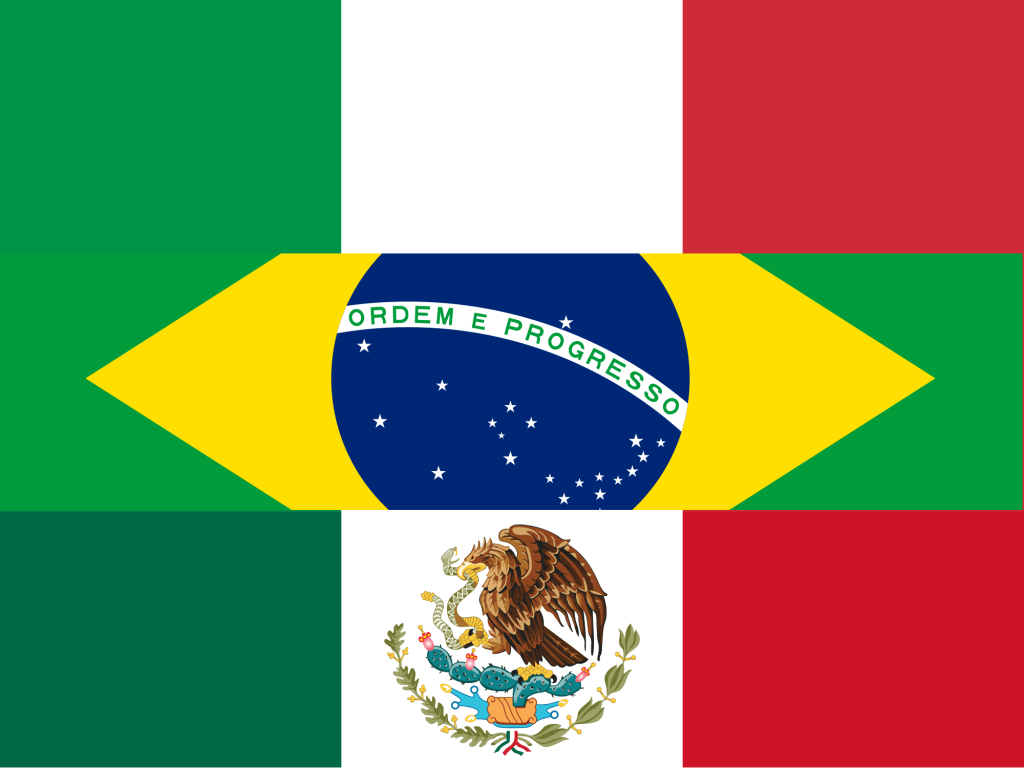 Italy, Brasil, and Mexico flags