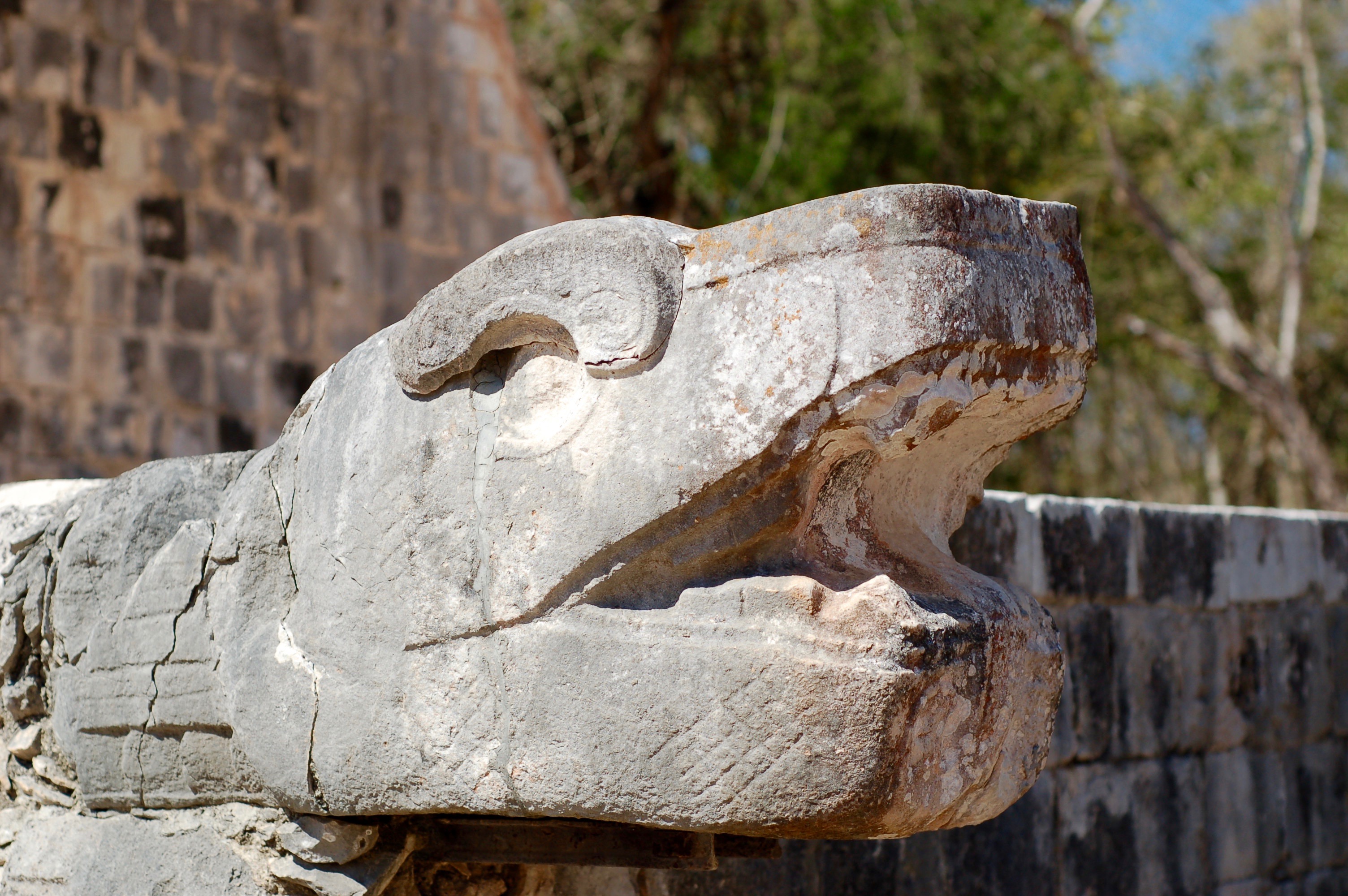 Serpent head at Chichen Itza